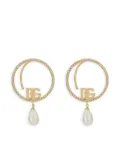 Dolce & Gabbana DG-logo pearl-embellished hoop earrings - Gold