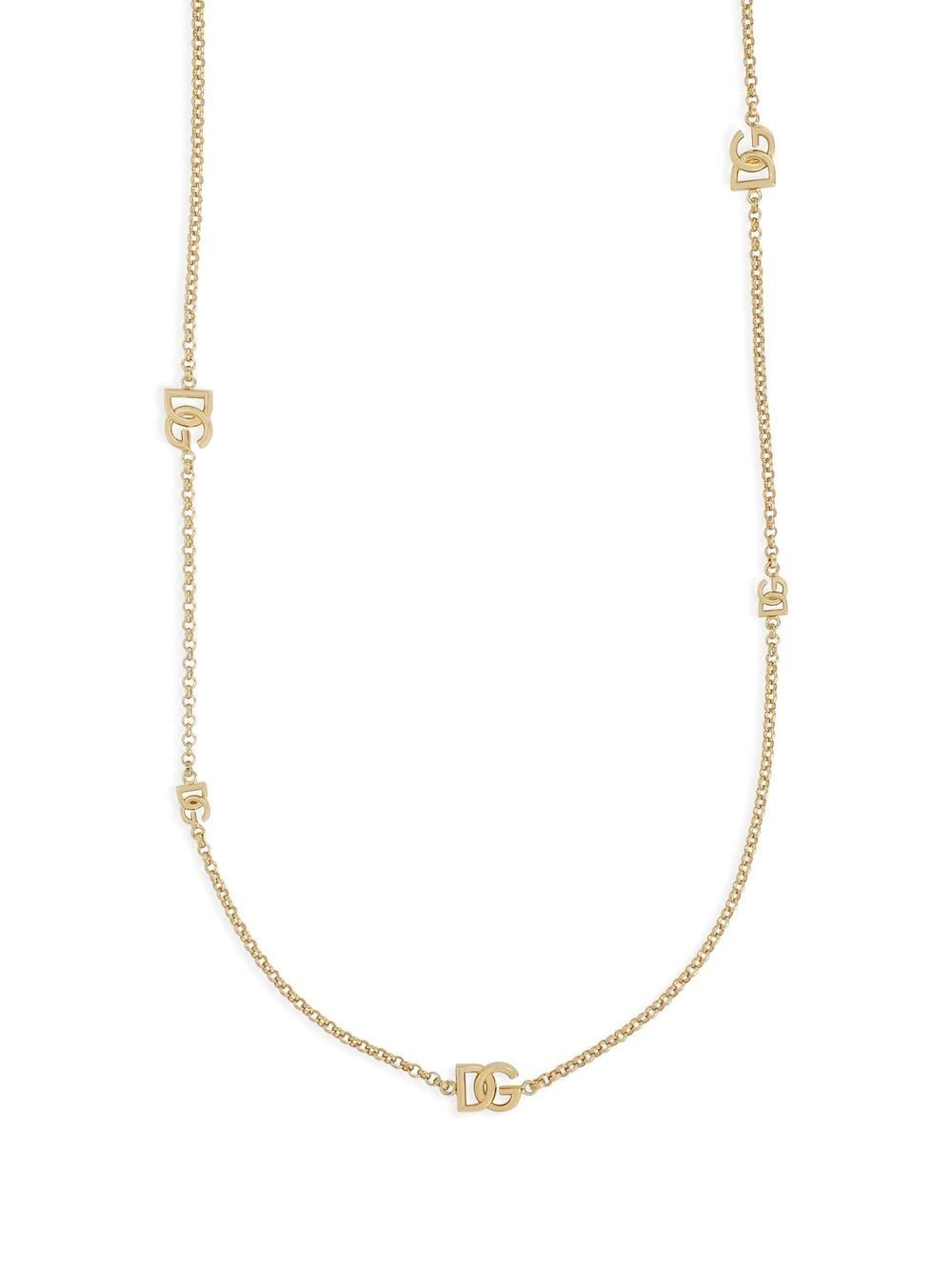 Shop Dolce & Gabbana Dg-logo Sautoir Chain Necklace In Gold