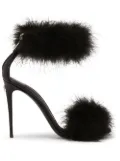 Dolce & Gabbana 105mm feather-trim leather sandals - Black