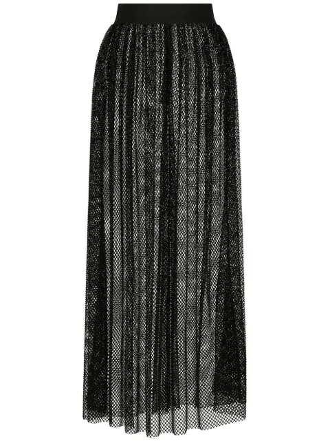 Dolce & Gabbana rhinestone-embellished mesh maxi skirt