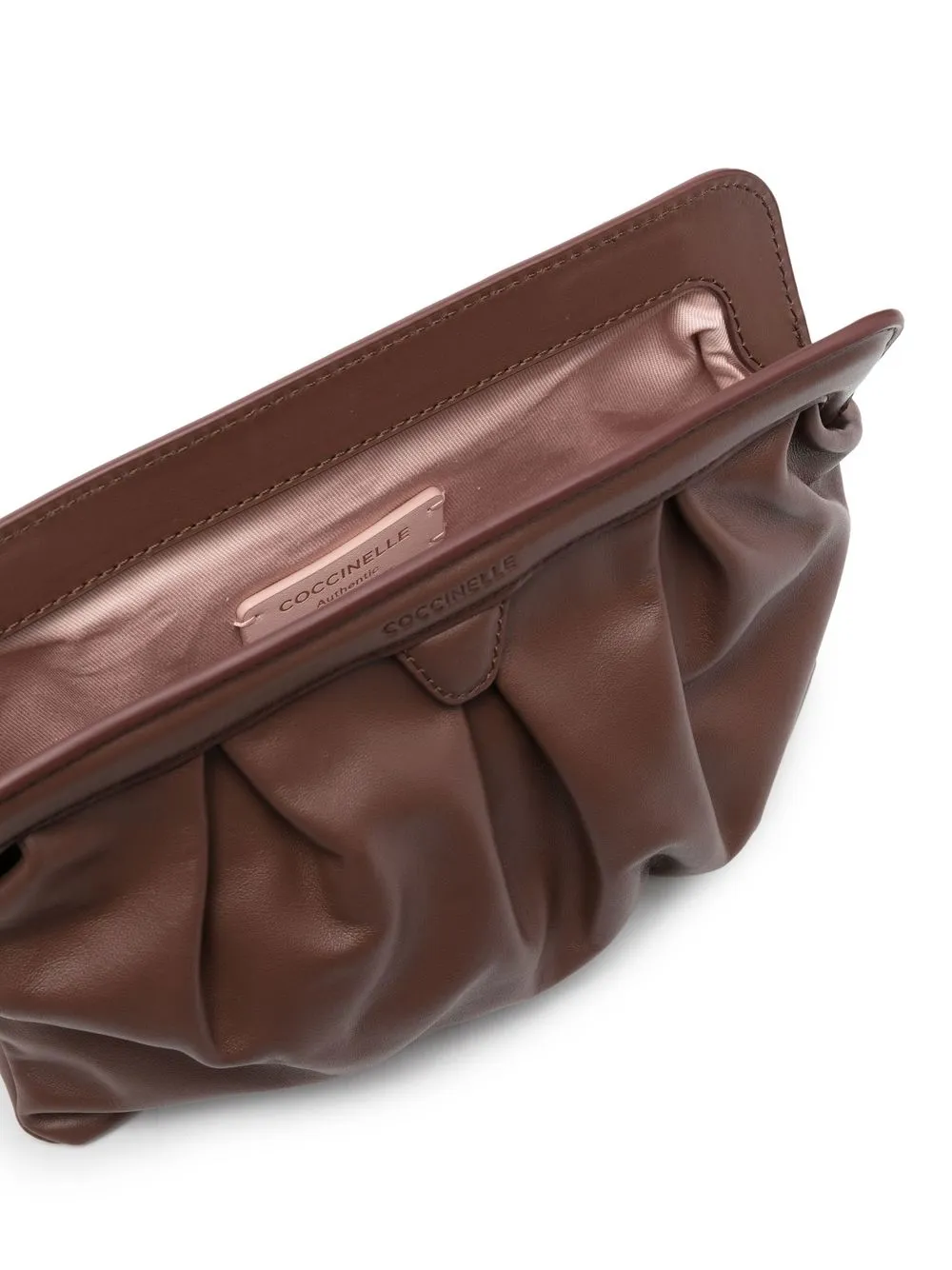 Coccinelle Diletta Ruched Leather Clutch Farfetch