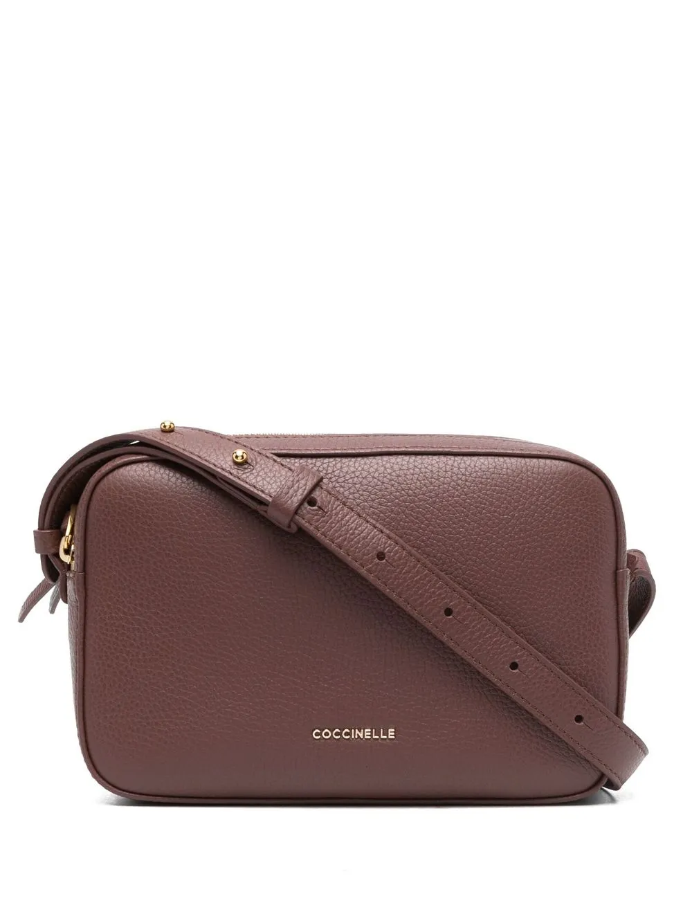 

Coccinelle bolsa satchel con placa del logo - Marrón