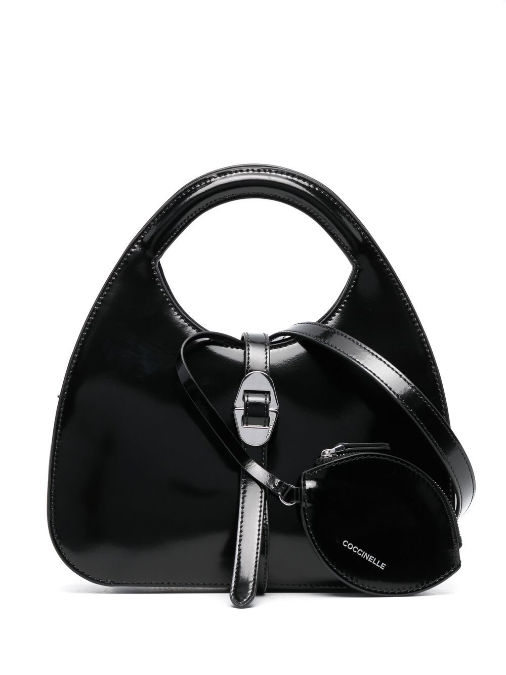 

Coccinelle tote con placa del logo - Negro