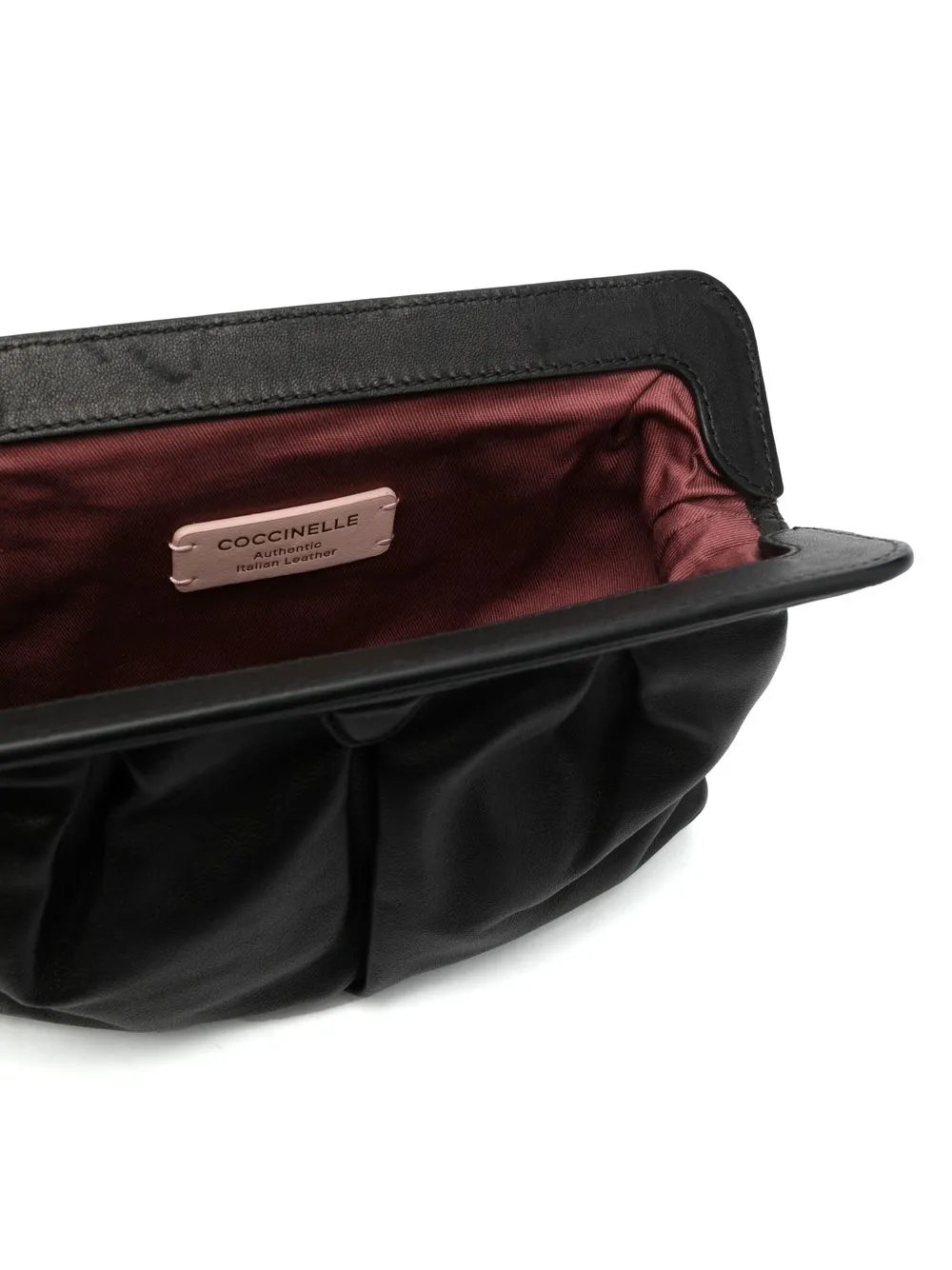 Coccinelle Ruched Leather Clutch Bag Farfetch