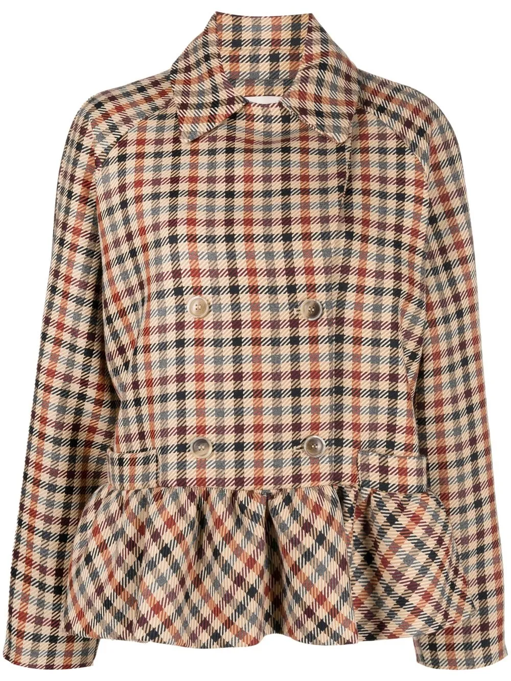 

Semicouture plaid print peplum hem jacket - Neutrals