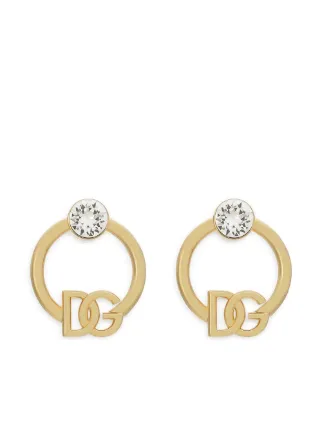Dolce & Gabbana DGロゴ ラインストーン ピアス | ゴールドトーン