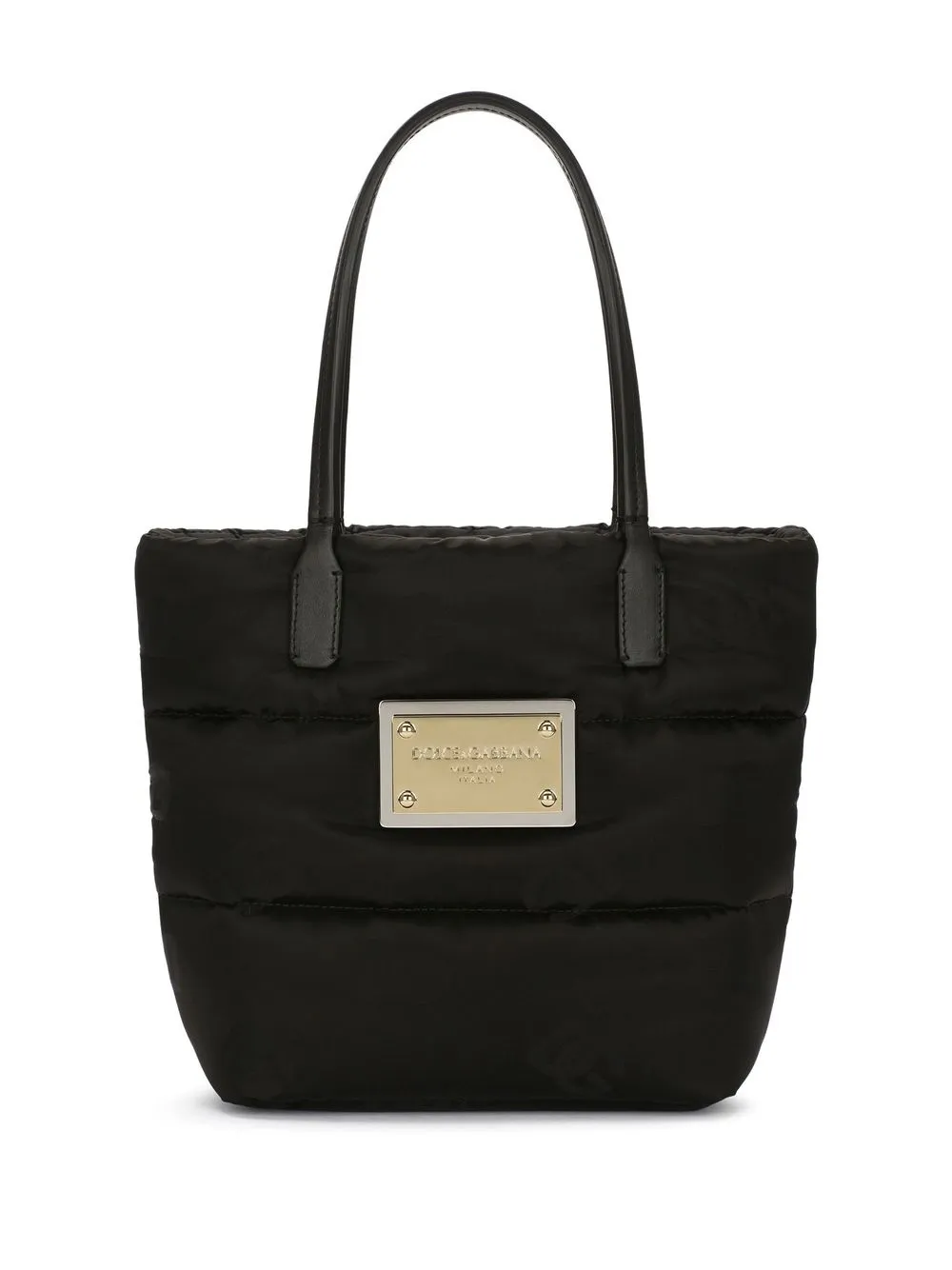 

Dolce & Gabbana tote capitonado pequeña con placa del logo - Negro