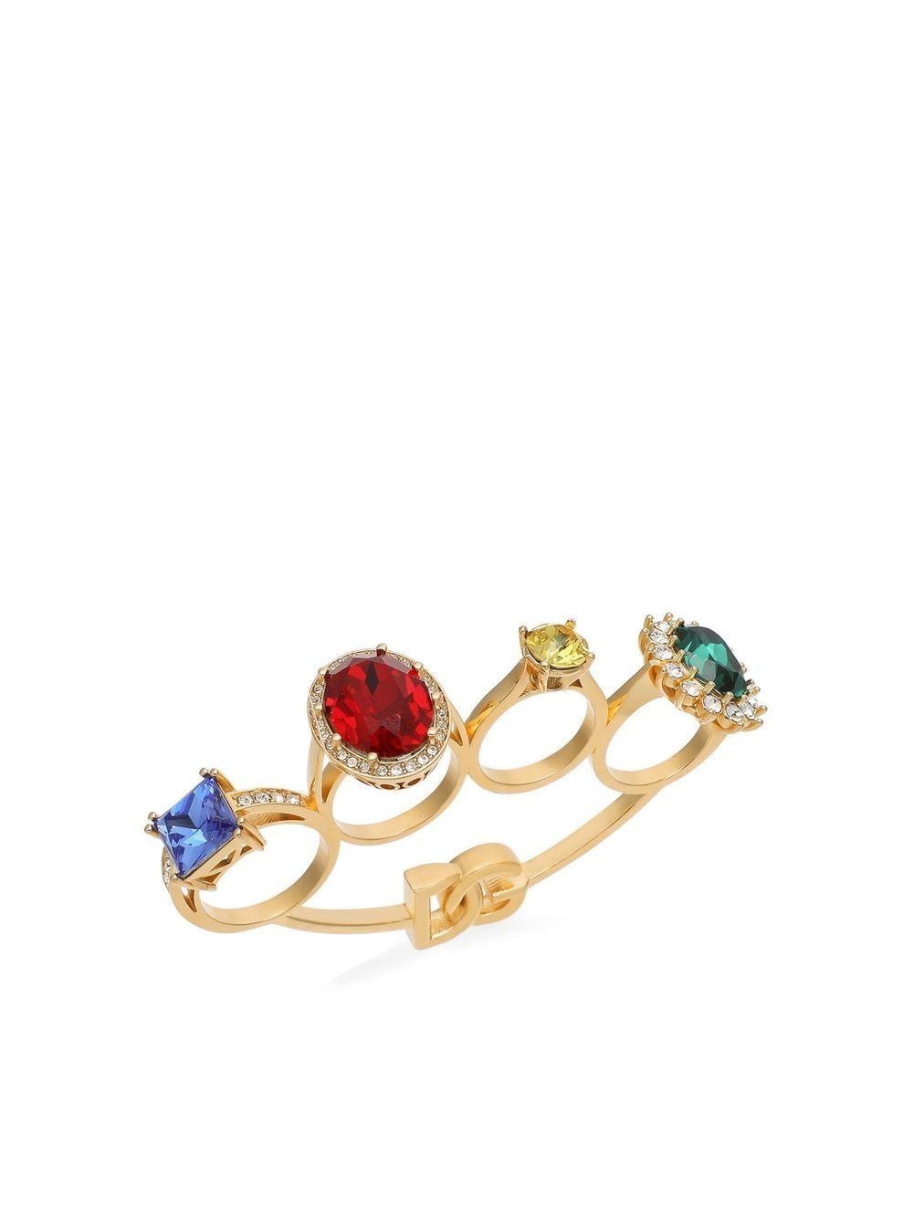Shop Dolce & Gabbana Knucklebuster Rhinestone-embellished Ring In Gold