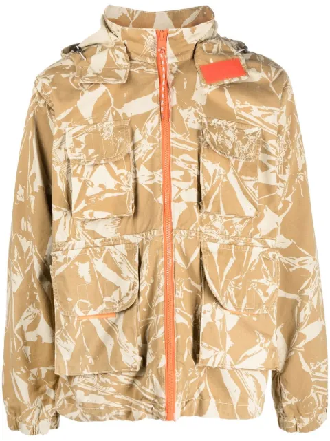 Aries Crinkle camouflage hooded cargo jacket