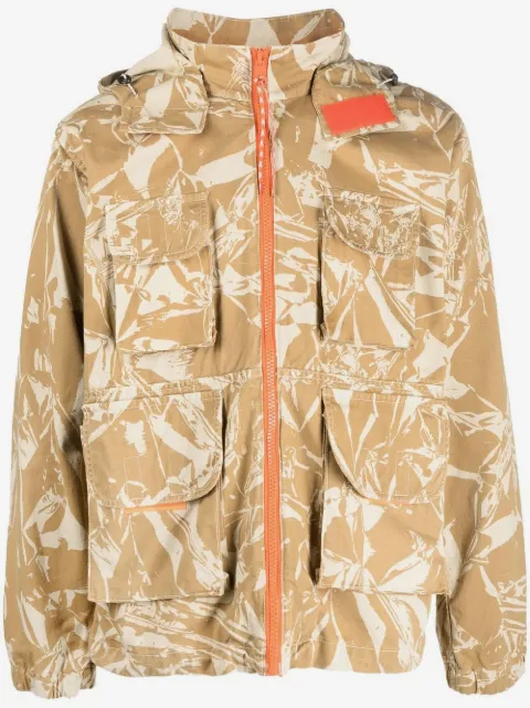Aries Crinkle camouflage hooded cargo jacket