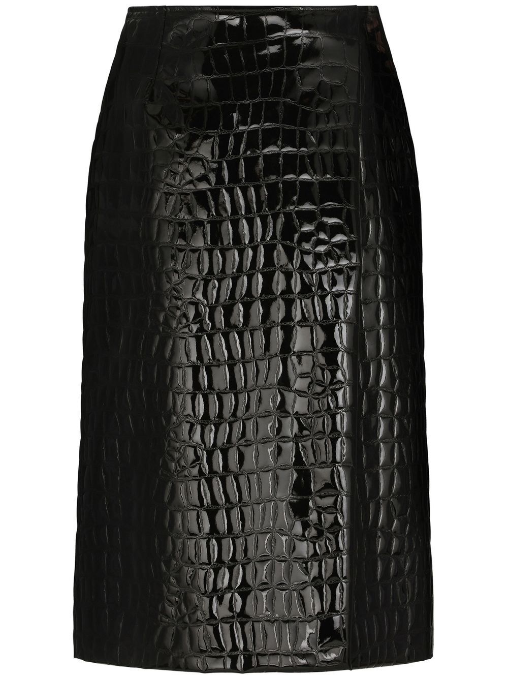 Shop Dolce & Gabbana Alligator-print Silk-blend Skirt In Schwarz