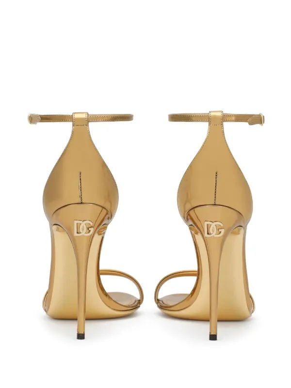 Dolce & Gabbana KEIRA HEELED SANDALS ヒール サンダル ロゴ Keira logo patent leather sandals in black - Dolce Gabbana