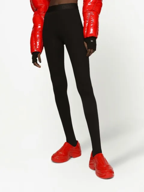 Dolce & Gabbana Black Nylon Elastic Logo Men Leggings Pants main image 0