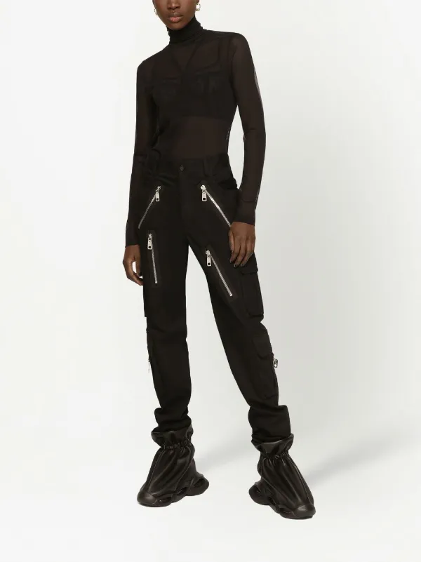 Dolce & Gabbana Sheer half-zip Mesh Top | Black | FARFETCH CA