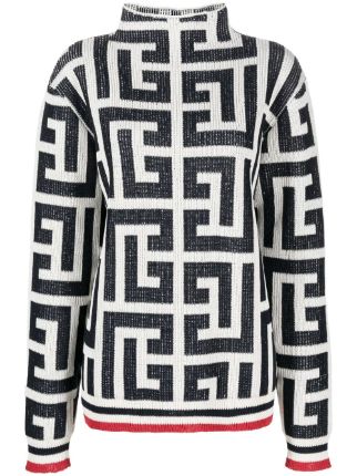 Balmain intarsia-knit Monogram Knitted Top - Farfetch