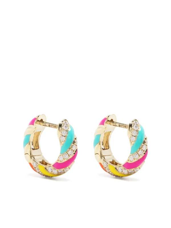 Yvonne Léon 9kt Yellow Gold Diamond Huggie Hoops