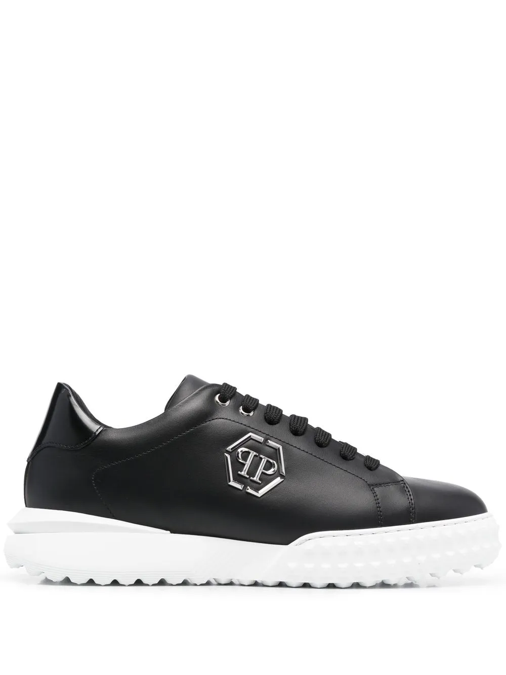 

Philipp Plein tenis bajos con placa del logo - Negro