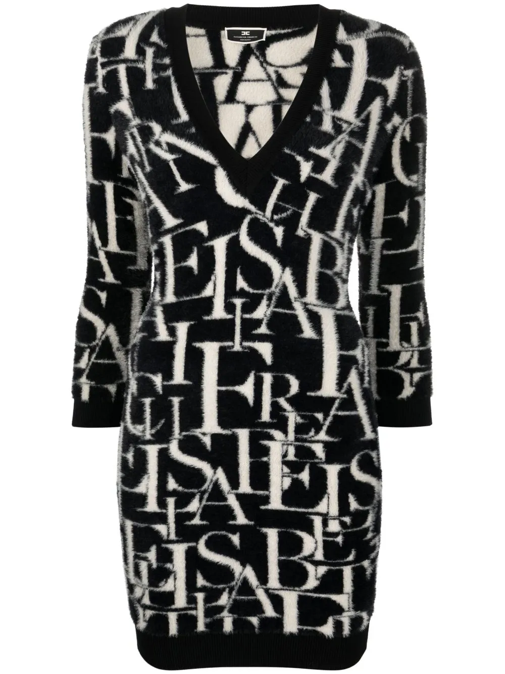 

Elisabetta Franchi vestido tejido con logo estampado - Negro