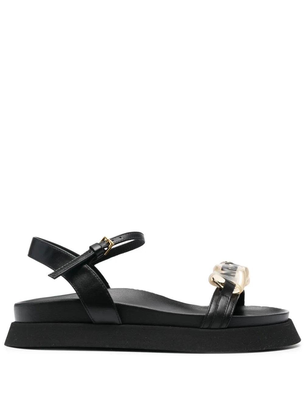 

Moschino logo-plaque leather sandals - Black