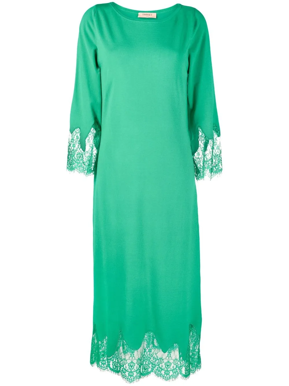 

TWINSET vestido con ribete de encaje - Verde