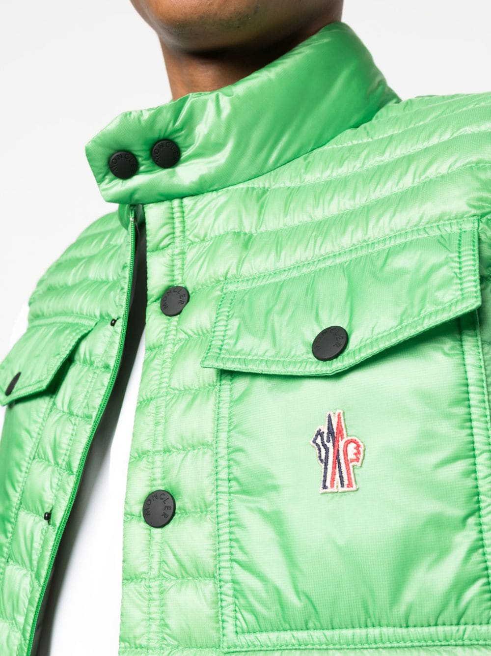 Shop Moncler Logo-embroidery Buttoned Gilet In Green