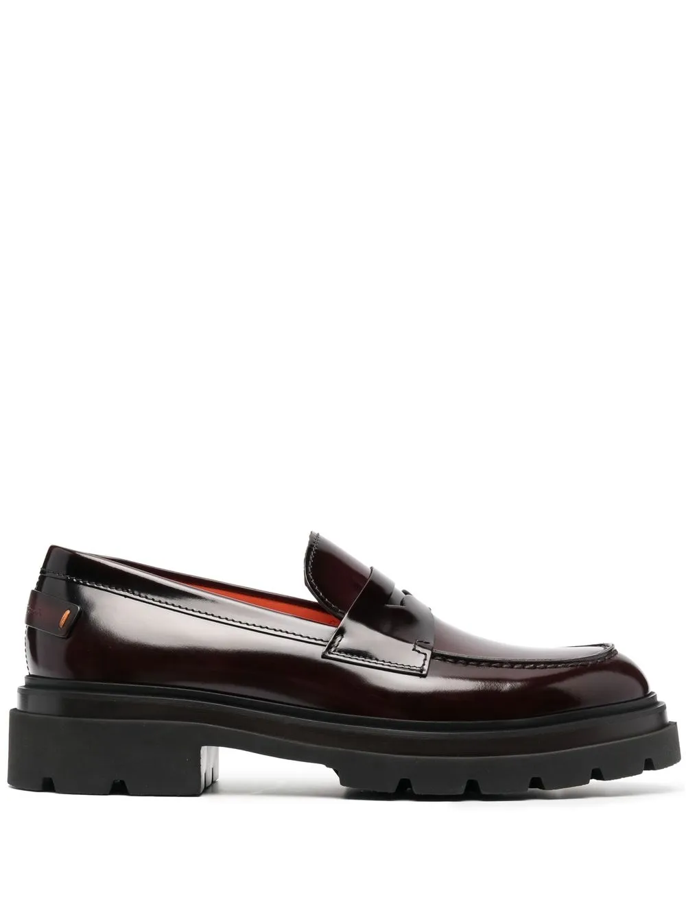 

Santoni mocasines slip-on con acabado brillante - Rojo