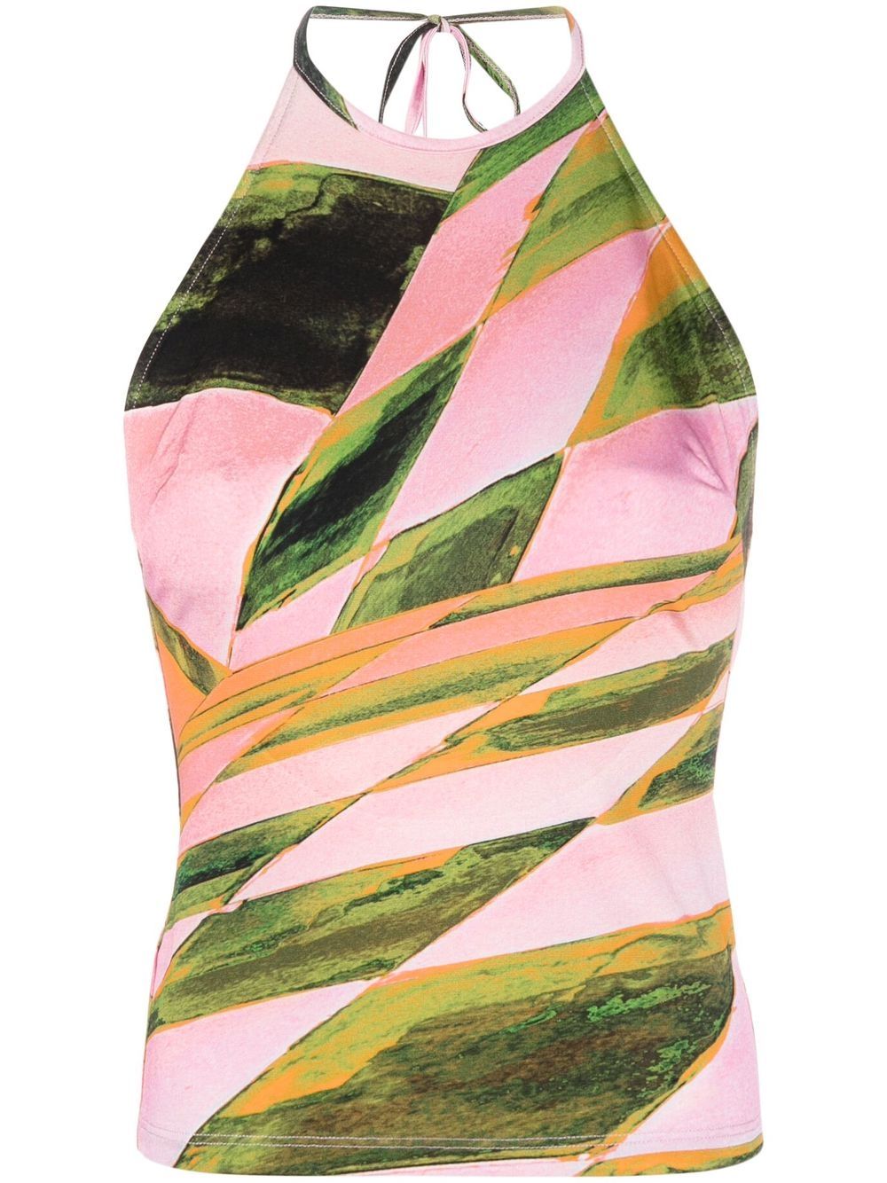 Louisa Ballou abstract-print halterneck top - Pink