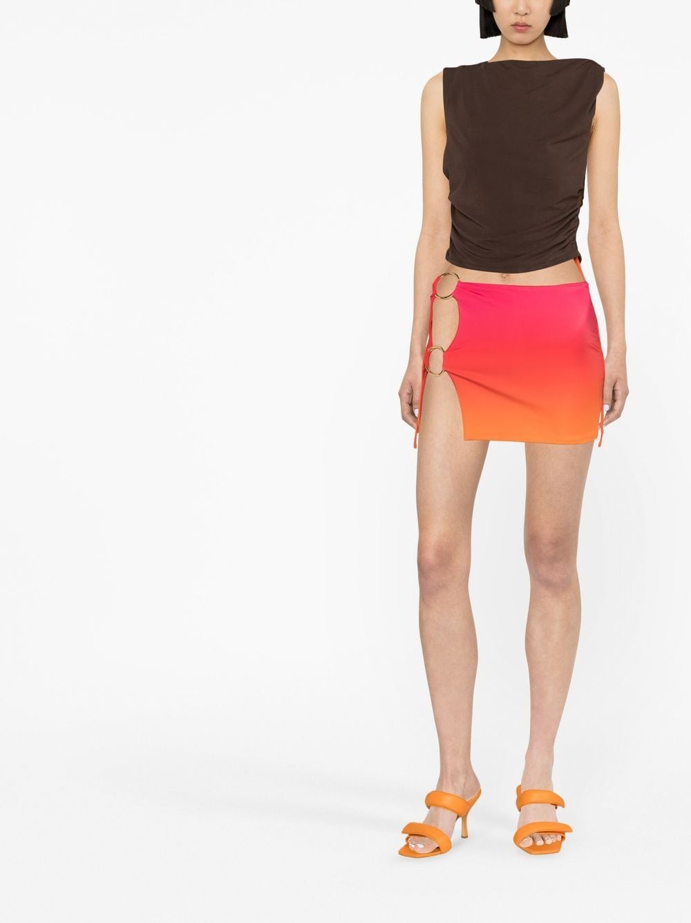 Shop Louisa Ballou Double-ring Mini Skirt In Rosa