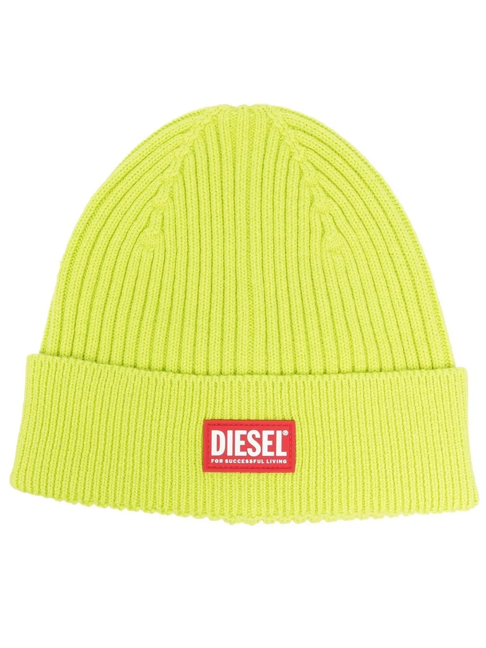 

Diesel gorro tejido de canalé con parche del logo - Verde