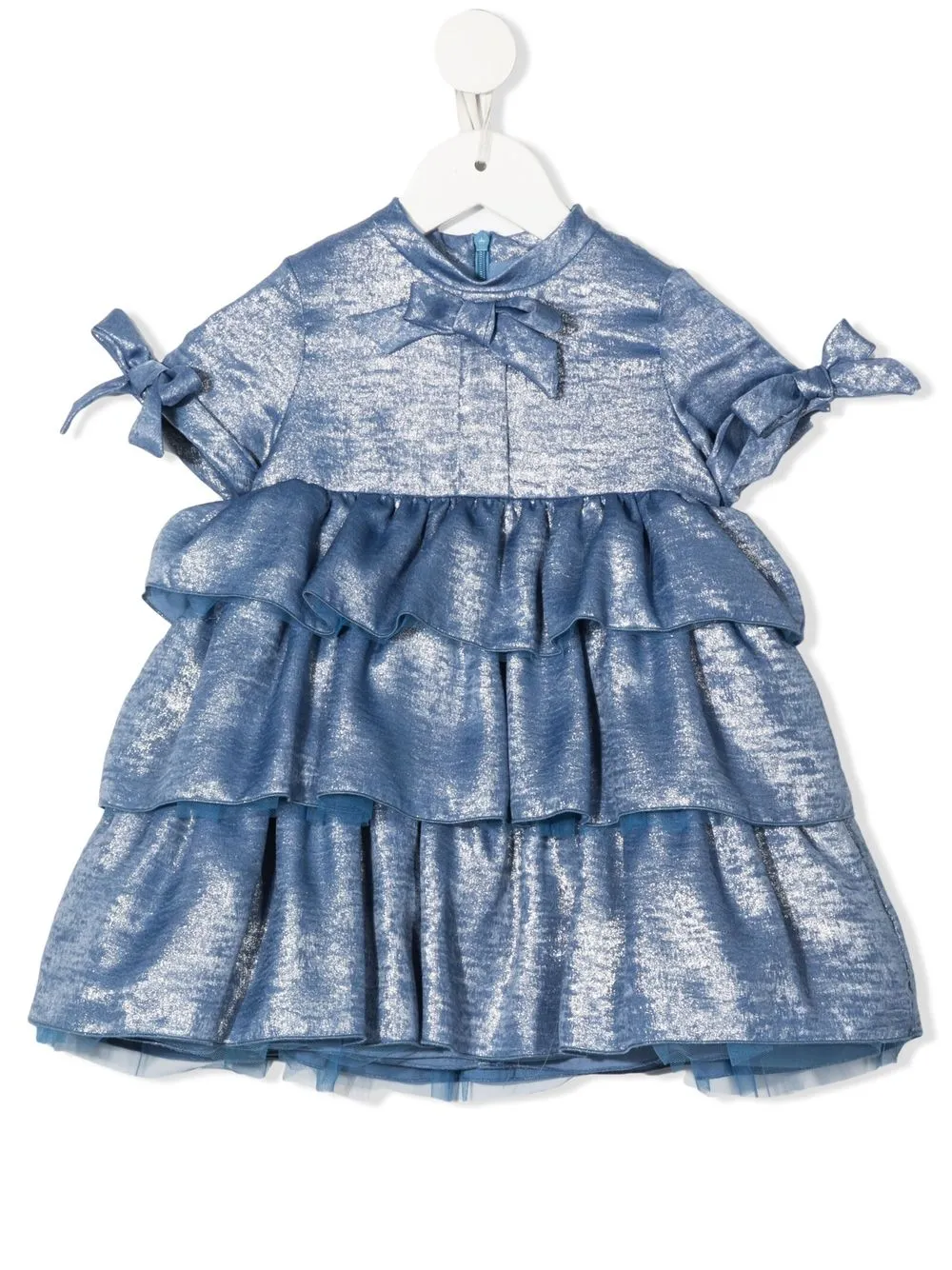 

Mi Mi Sol textured bow-detail tiered dress - Blue