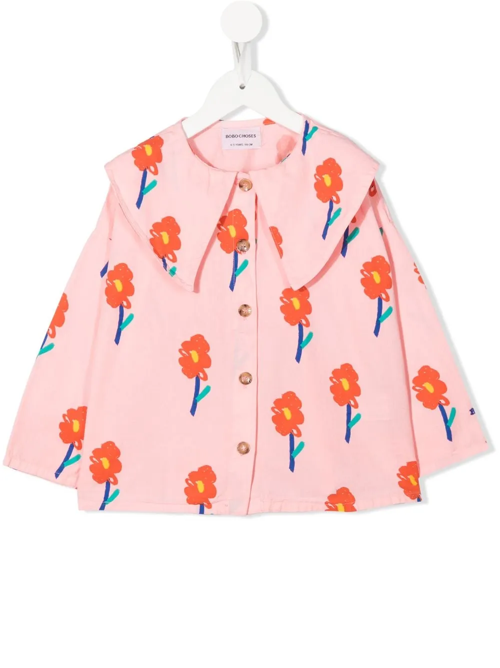 

Bobo Choses camisa manga larga con estampado floral - Rosado