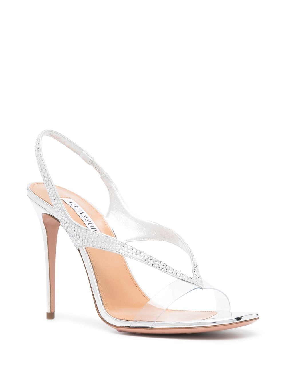 Aquazzura Izzy 105 slingback sandalen verfraaid met kristallen - Zilver