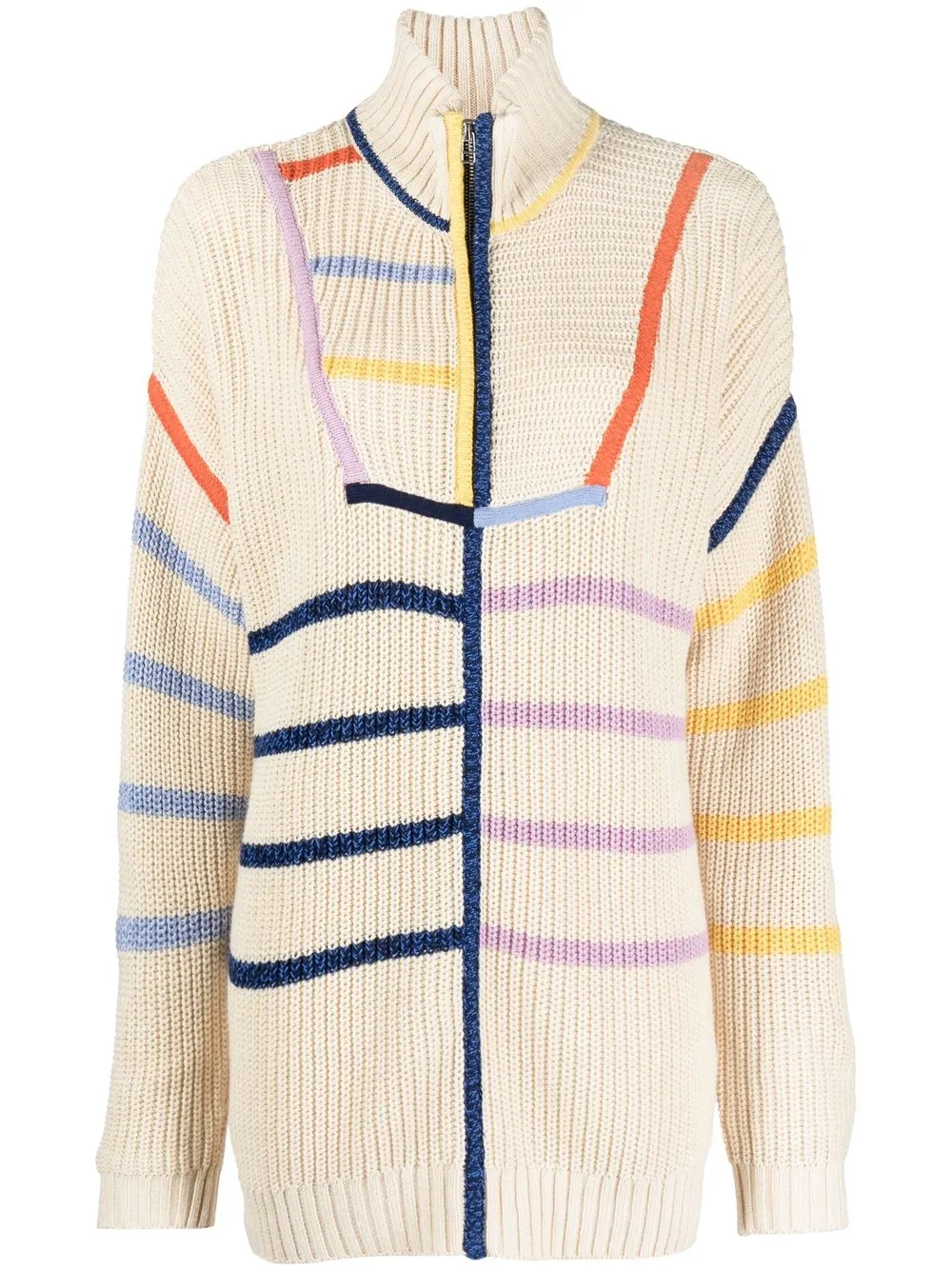 

STAUD striped ribbed-knit jumper - Neutrals