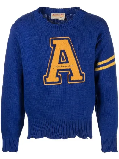 flocked-logo varsity sweater 