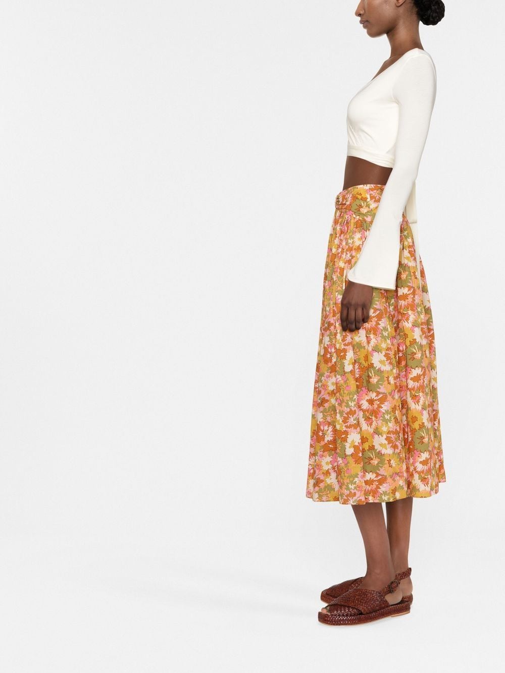 ZIMMERMANN Floral Print Pleated Skirt - Farfetch