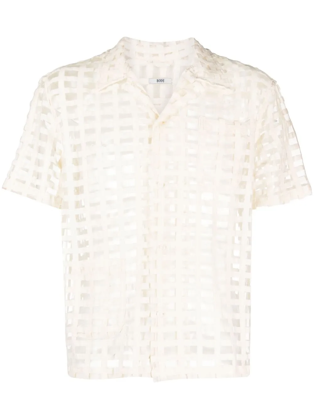 Bode Grid-pattern Sheer Shirt In Nude | ModeSens