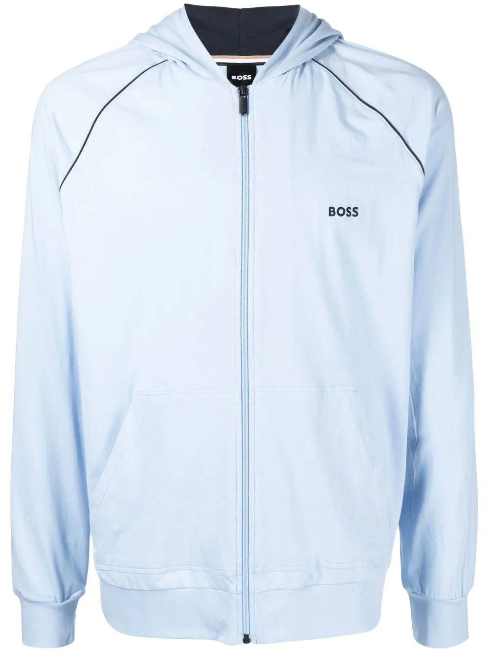 

BOSS hoodie con logo bordado y cierre - Azul
