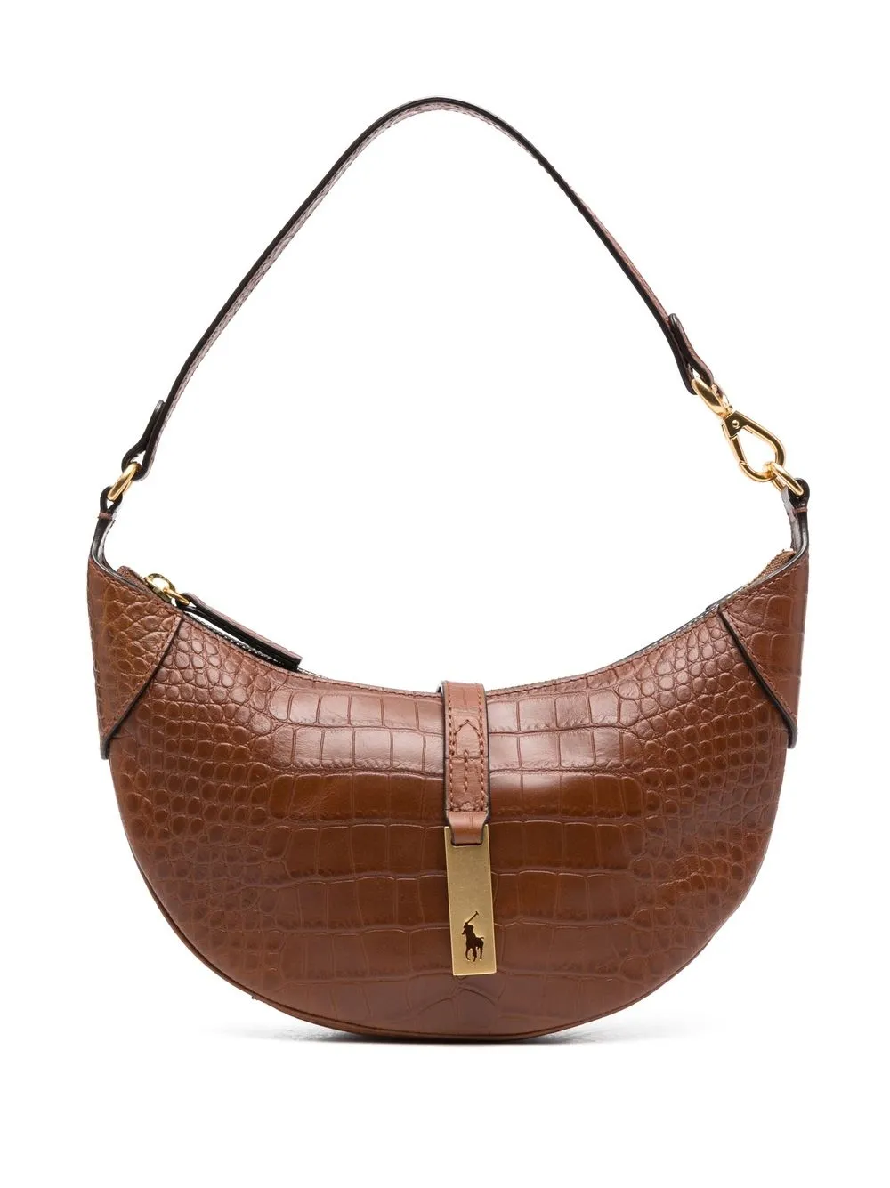 

Polo Ralph Lauren crocodile-embossed leather shoulder bag - Brown