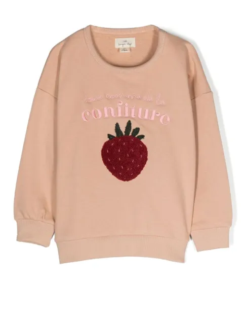 Konges Sløjd embroidered strawberry-slogan sweatshirt