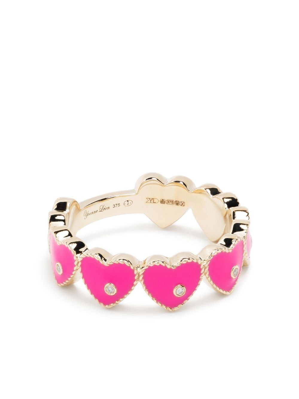 Yvonne Léon 9kt Yellow Gold Alliance Heart Ring In Pink