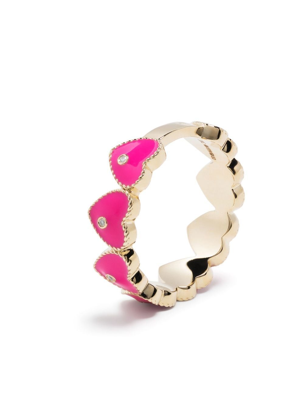 Shop Yvonne Léon 9kt Yellow Gold Alliance Heart Ring In Pink