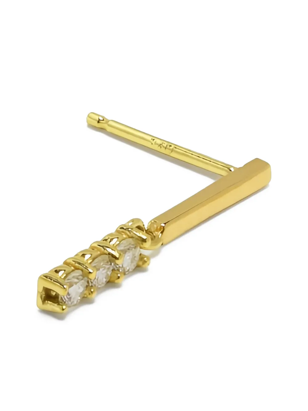 14k Yellow Gold Bar Diamond Drop Earrings