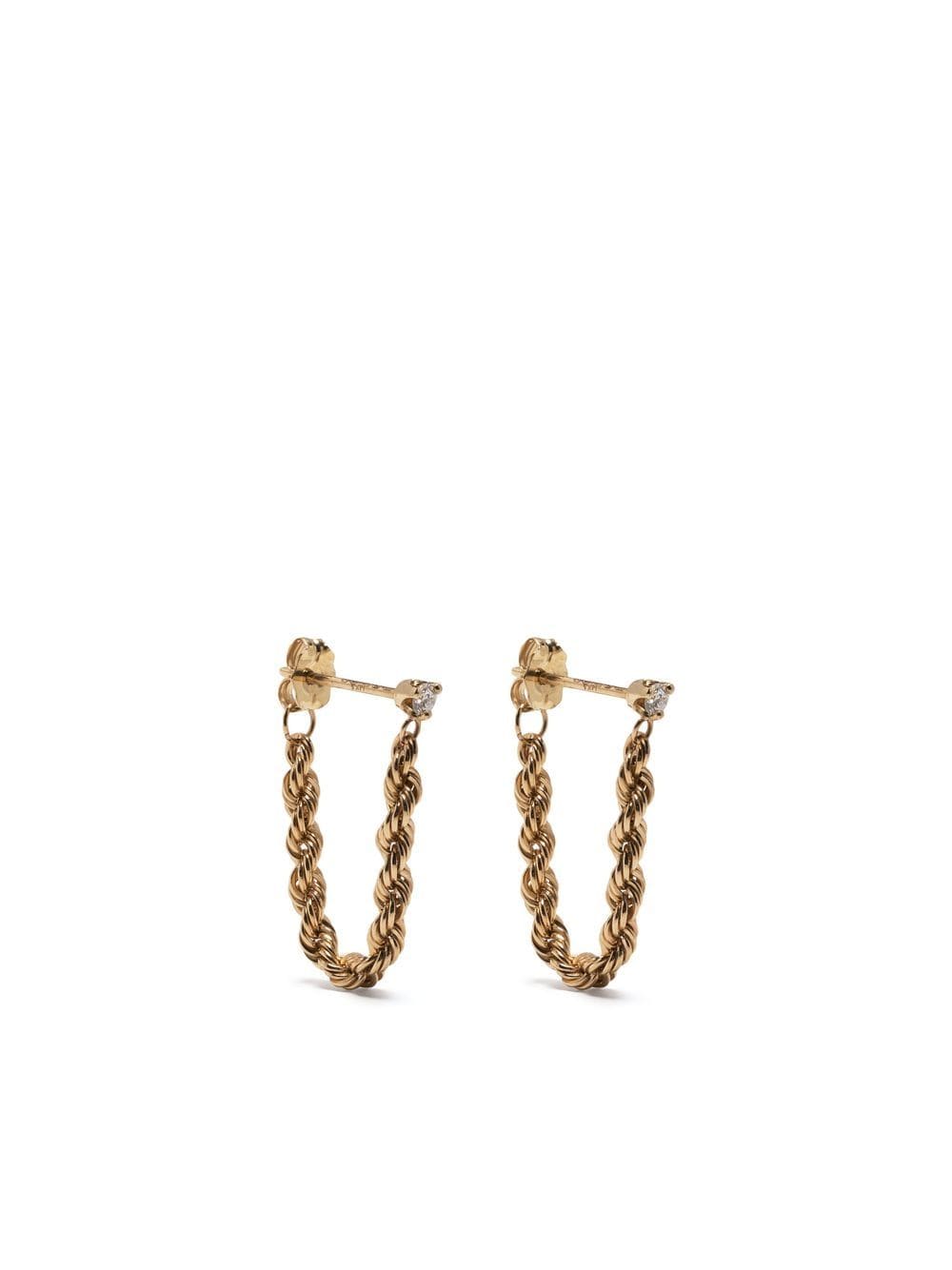 Zoë Chicco 14kt Yellow Gold Rope Chain Diamond Earrings