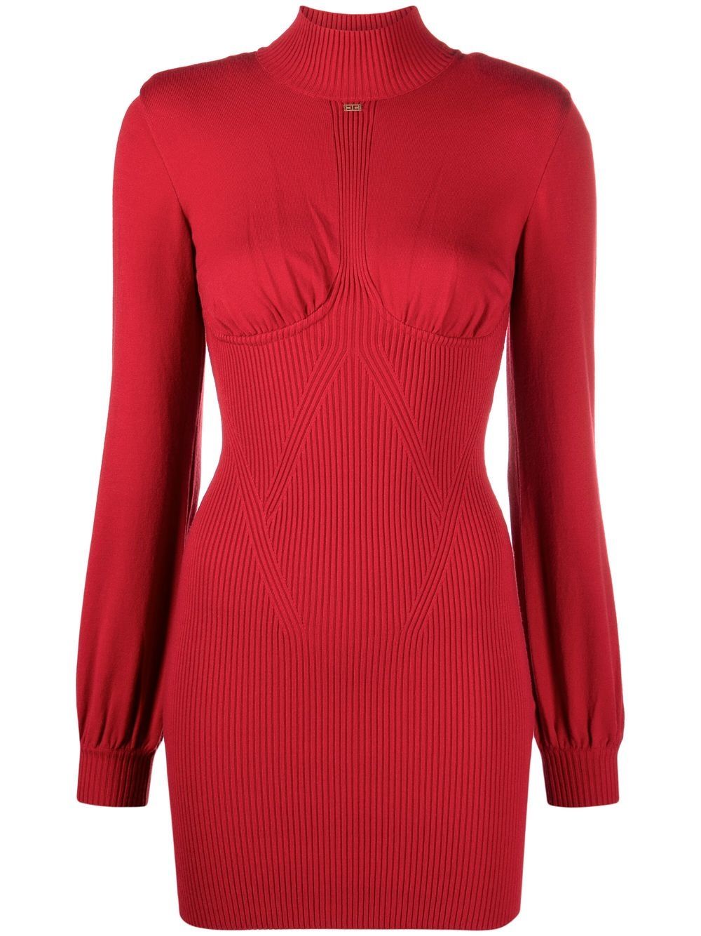 

Elisabetta Franchi vestido corto con cuello embudo - Rojo