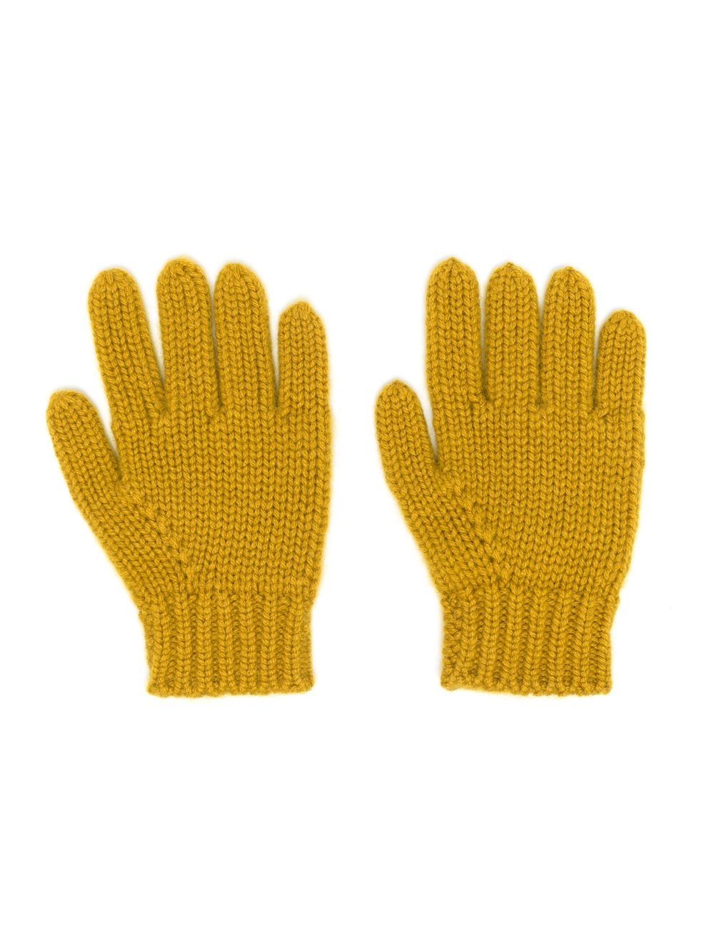 gold knit gloves