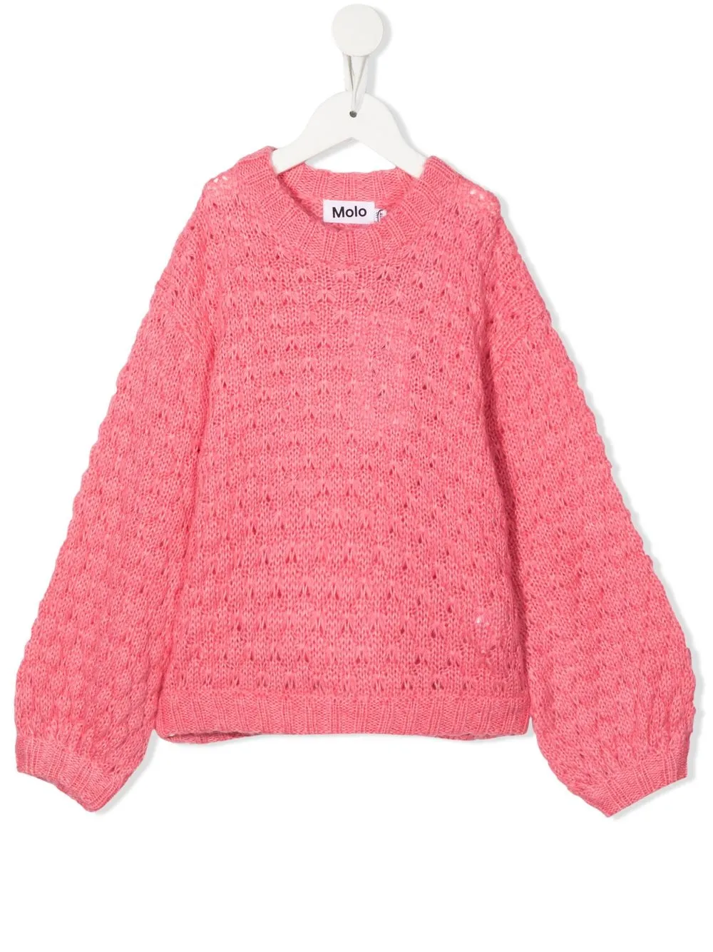 

Molo suéter tejido con cuello redondo - Rosado