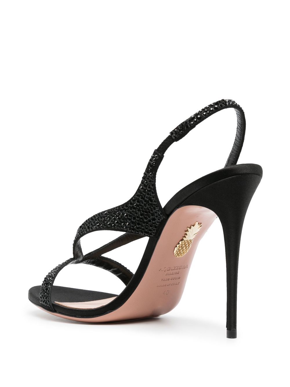 Shop Aquazzura Izzy 105mm Crystal-embellished Slingback Sandals In Schwarz