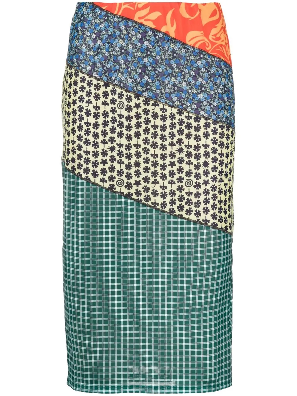 

Miaou Moni mix-print midi skirt - Orange