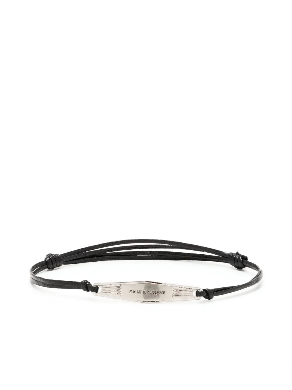 

Saint Laurent logo-plaque leather bracelet - Black