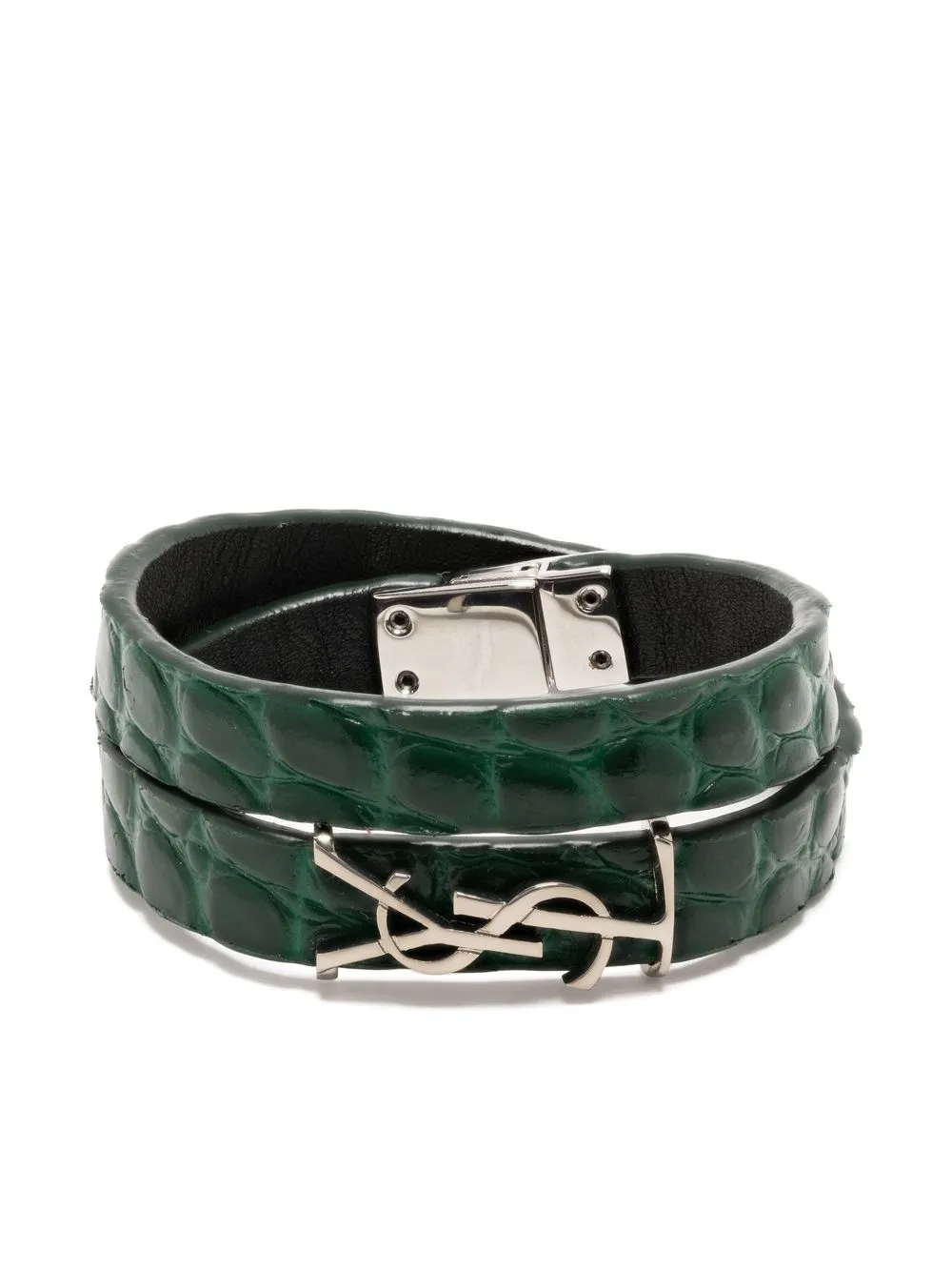 

Saint Laurent snakeskin-effect wrap bracelet - Green